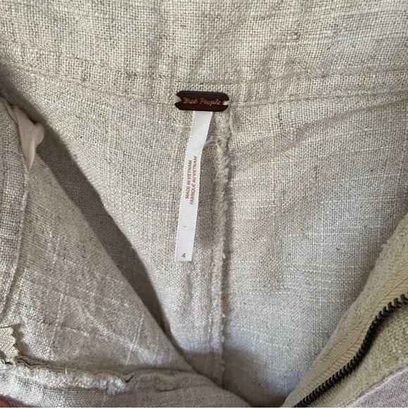 Free People Womens Sand Lyla Linen Wide Leg Trousers Pants Size 4 - Picture 7 of 9